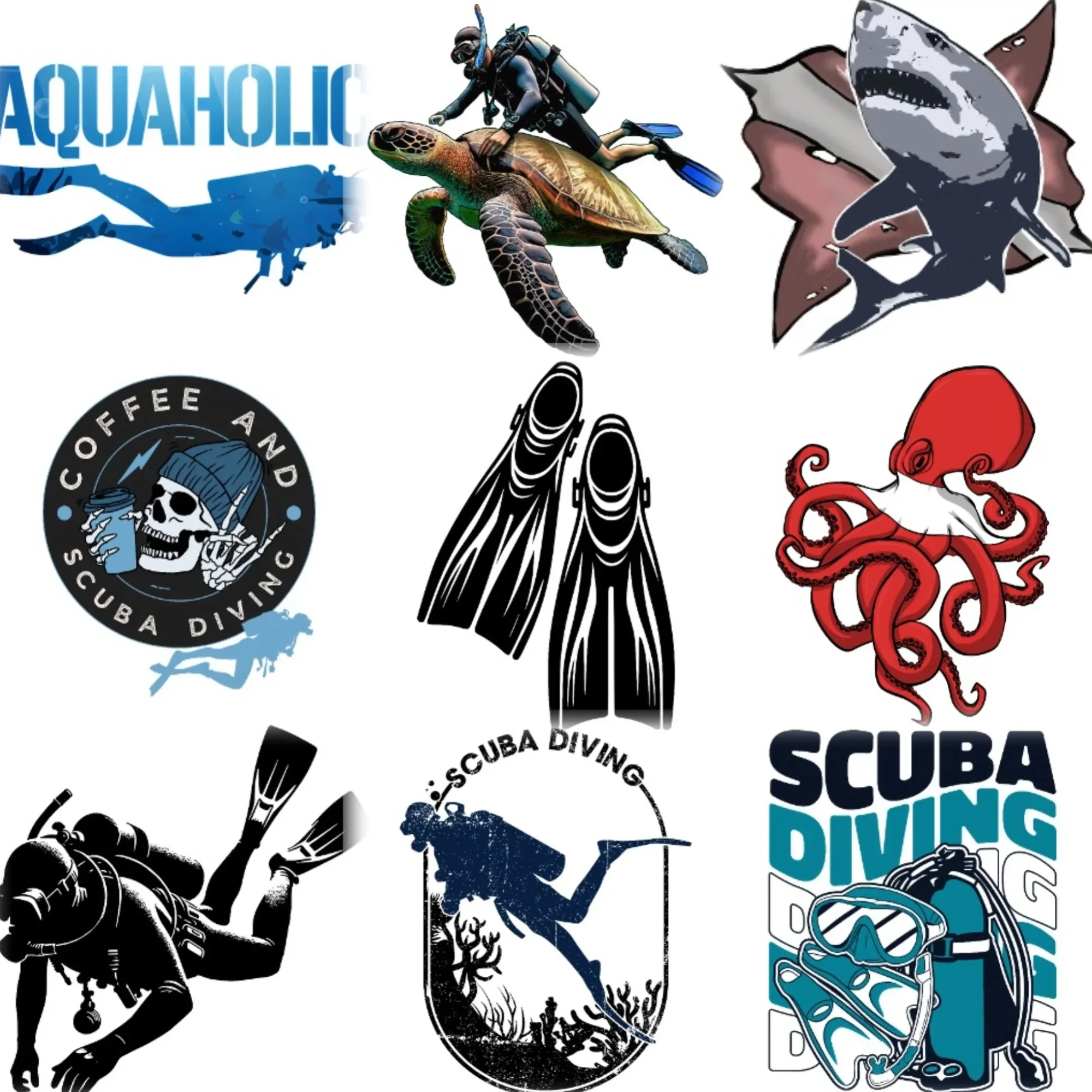 

Scuba Diver Diving Flag Octopus Waterproof Creative Stickers Accessories Customizable Size Car Van Bicycle Helmet Wall Decal