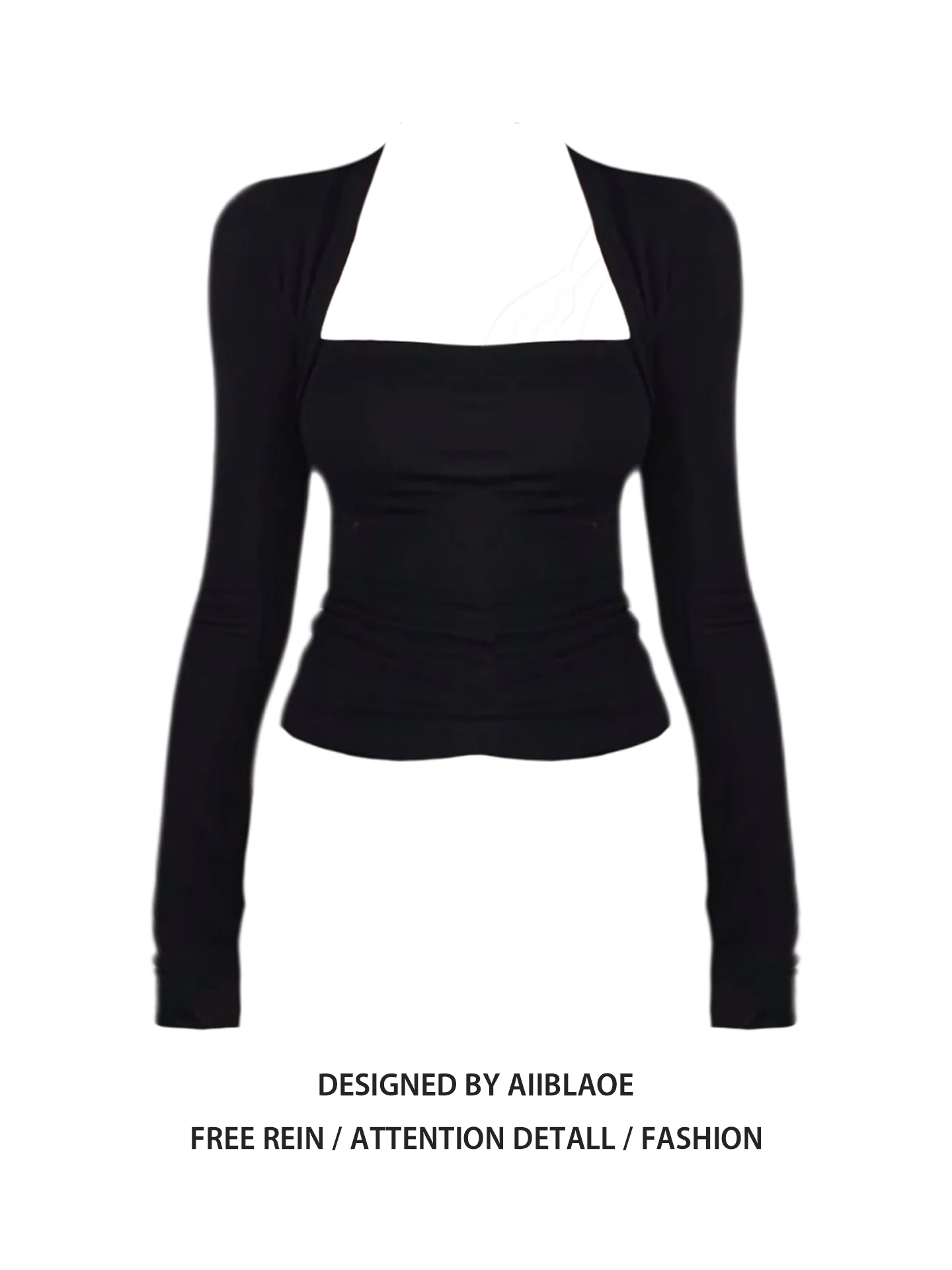 

Женская сексуальная облегающая футболка больших размеров с длинным рукавом и квадратным вырезом, топ для осени и зимы, для повседневной носки