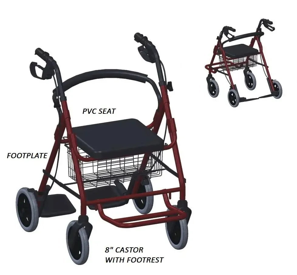 Adjustable Rollator Walker Folding shopping trolley walkers with seat for elderly