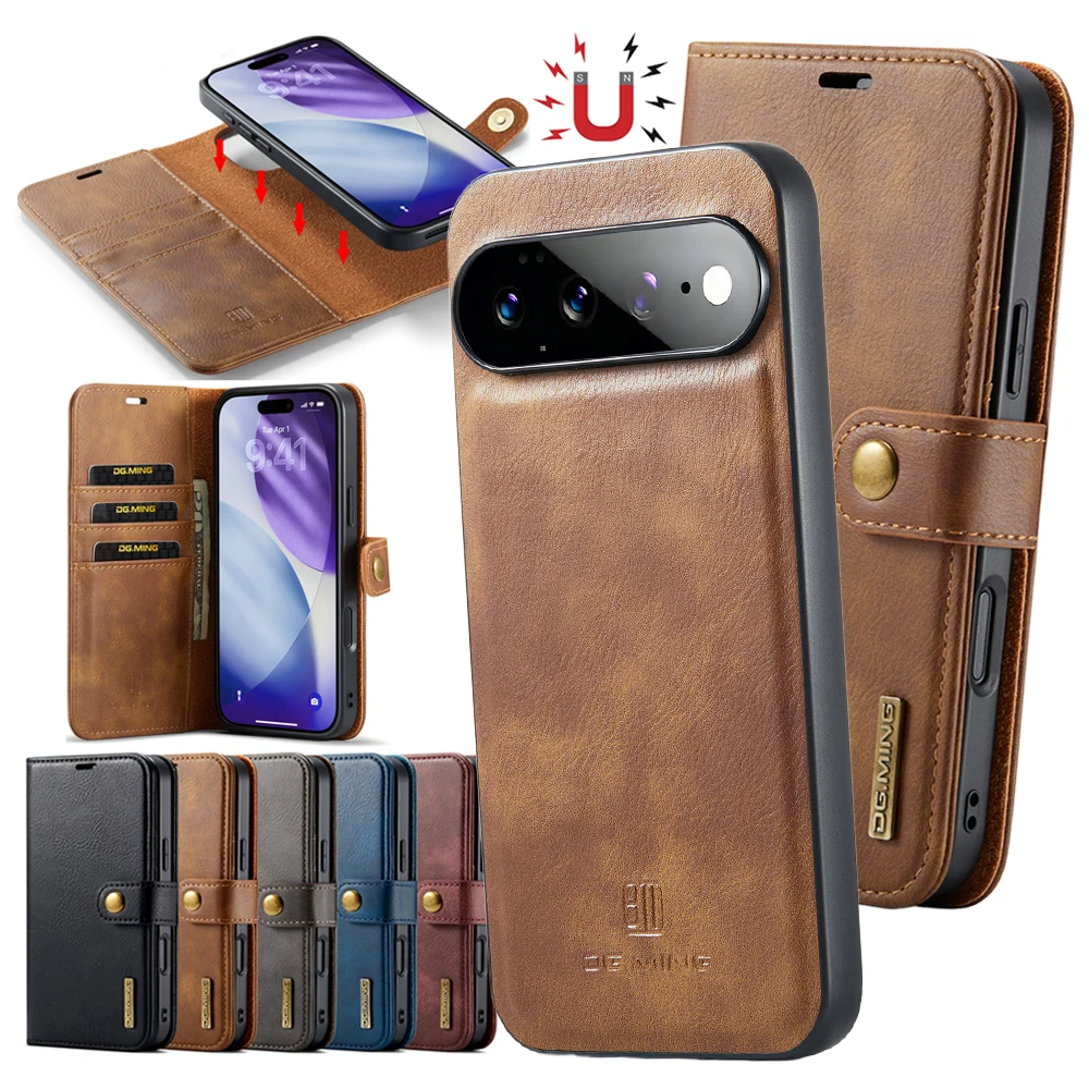 2 in 1 Magnetic Flip Leather Case for Google Pixel 11 11Pro 10 10Pro 10A 9 9Pro 9A 8 8PRO 8A Pro XL Wallet Card Slot Phone Cover
