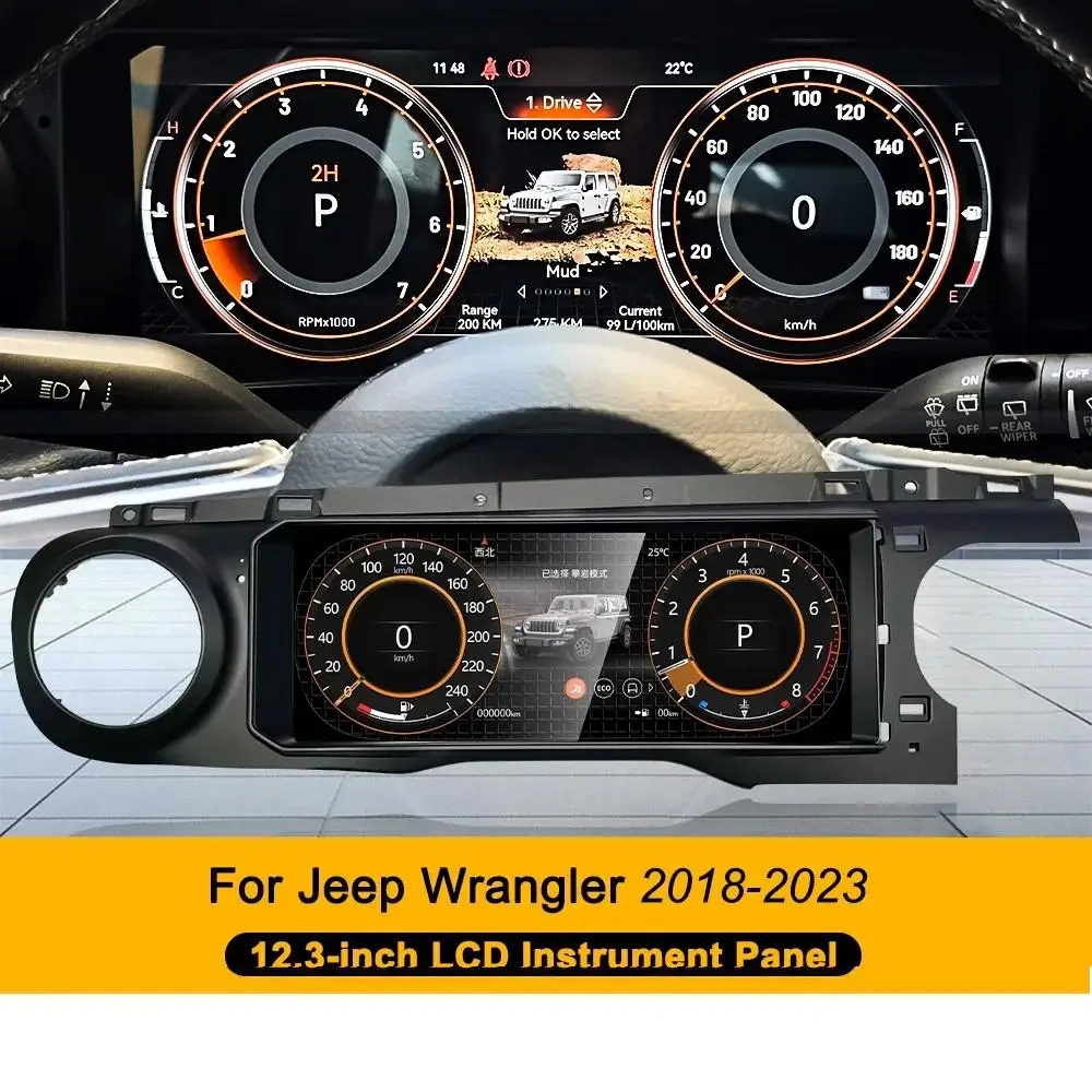 Nuovo Aggiornamento Doppio Schermo da 12.3 pollici Android Multimedia Radio LCD Cruscotto Digital Cluster Carplay Per Jeep Wrangler JL 2019-2023