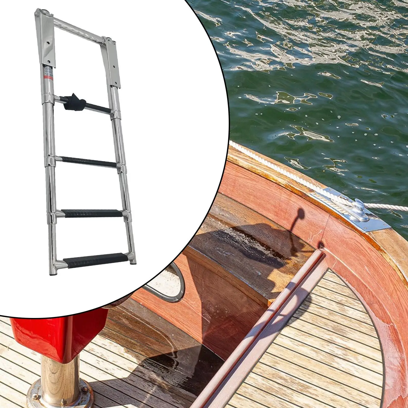 

Folding Boat Ladder Equipment Non Slip for Swimming Pool Yacht Pontoon Boat
