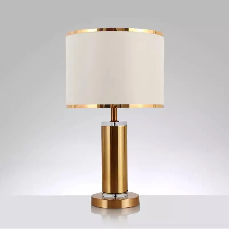 

Nordic Minimalist Modern Bedroom Crystal Table Lamp Warm Fabric Living Room Light Luxury Model Room Bedside Decorative Lamp
