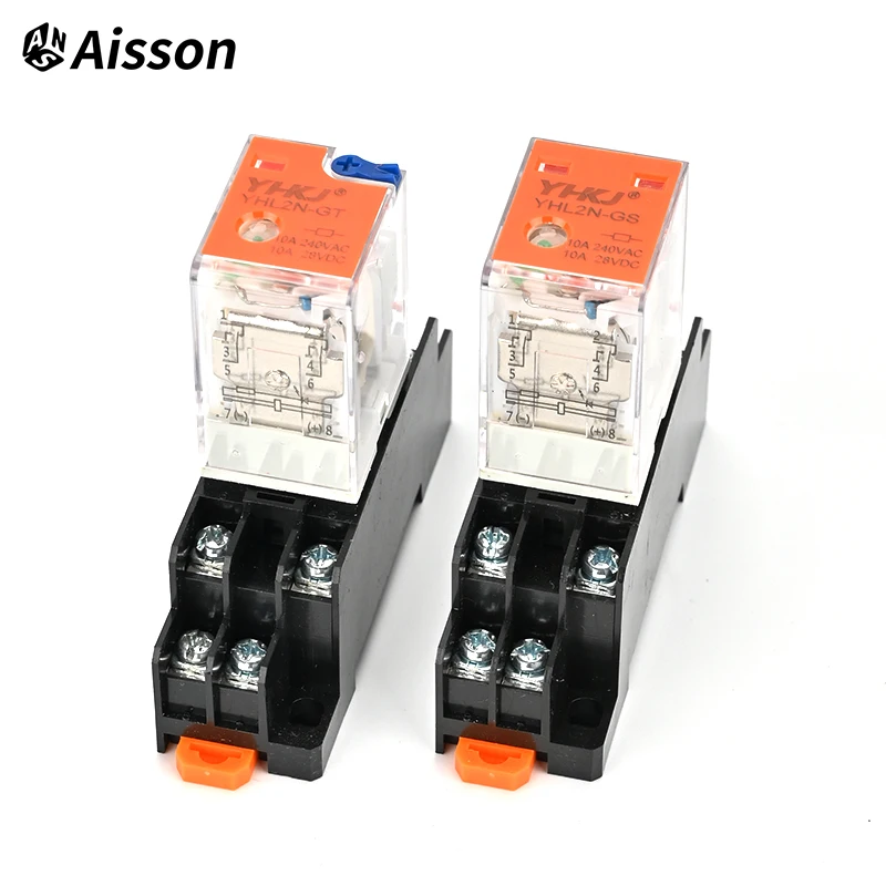 LY2N-J LY2N-GS LY2N-GT 10A Miniature Coil Electromagnetic Intermediate Relay DC AC 12V 24V 110V 220V 8Pin 11Pin 14Pin