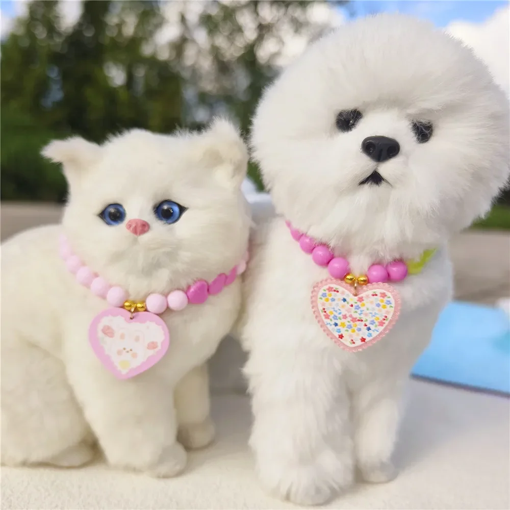 

Pet Pearl Necklace Cat Collar Pet Collar Cat and Dog Jewelry Love Heart Pet Products for Dog Birthday Gift Photo Accessories