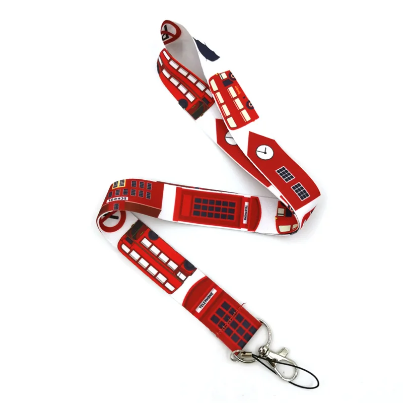 British life london bus Couple Keychain Lanyards Id Badge Holder ID Card Pass Gym Mobile Phone Badge Holder Key Straps