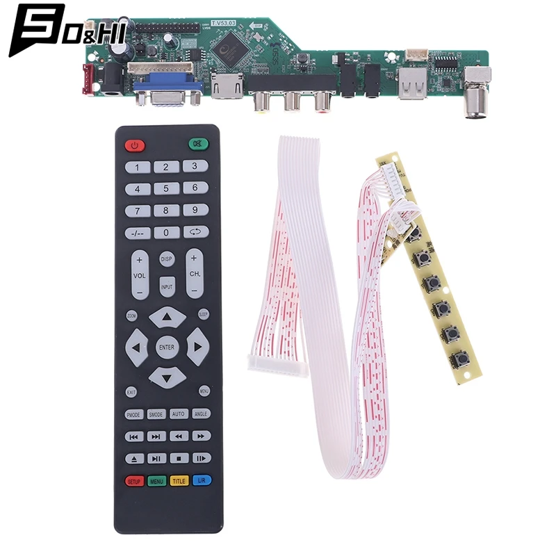 1 Set Good Quality T.V53.03 Universal LCD TV Controller Driver Board V53 Analog TV/AV/PC/HDMI/USB Media Motherboard