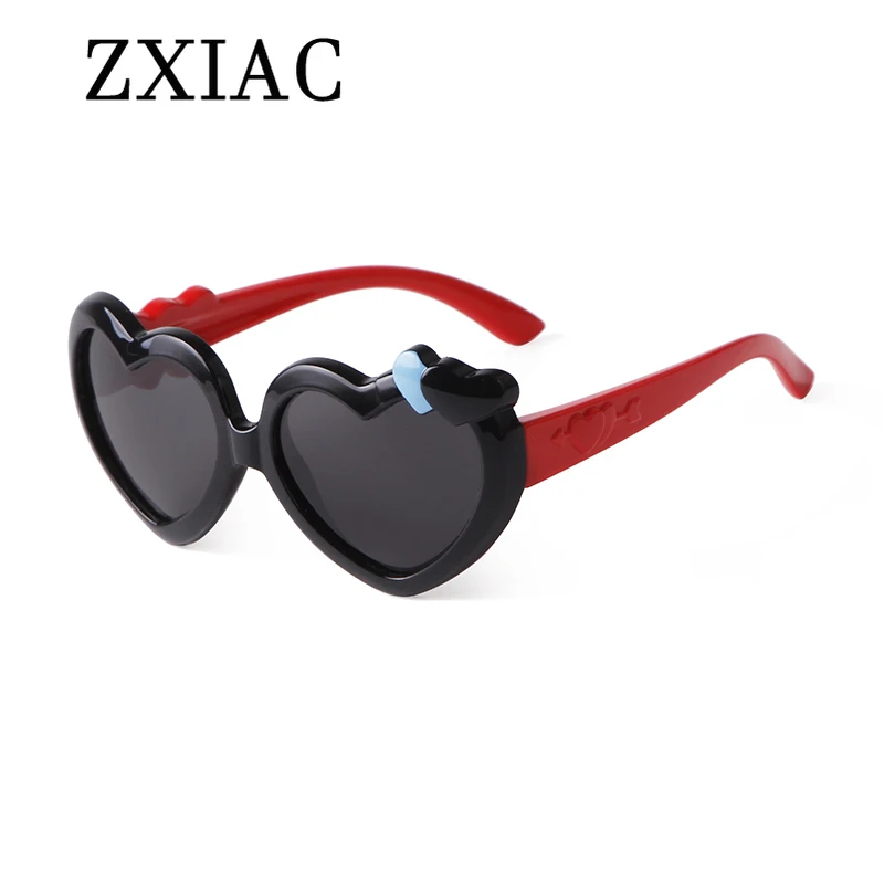 ZXIAC Cute Kids Polarzied Sunglasses Girls and Buys Glasses Shades for Baby Heart Shaped Sun Glasses Eyewear UV400 Gafas De Sol