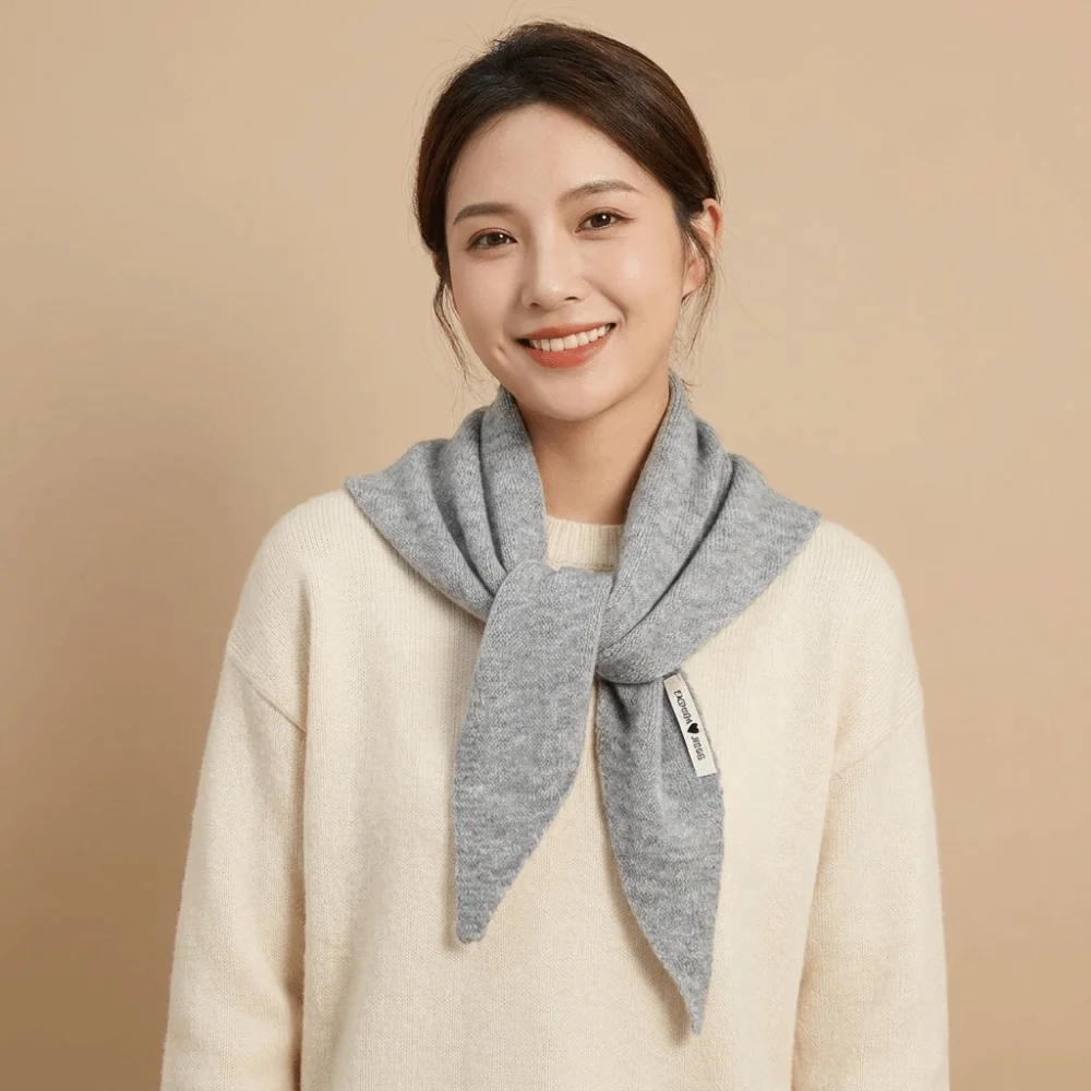 Long Solid Color Knitted Triangle Scarf Striped Triangle False Collar Neck Wraps Neck Guard Cross Neckerchief Autumn Winter