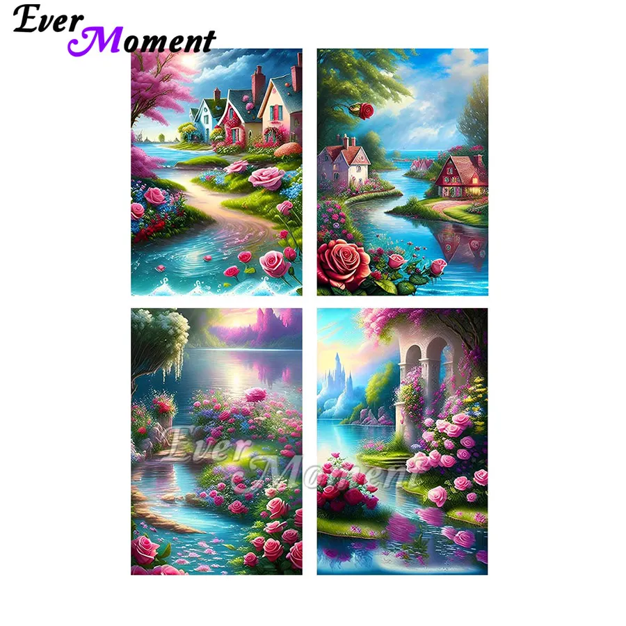 

Ever Moment Fairy Dust Diamond Painting Dreamy Landscape Flower River Diamond Painting Cross Stitch Mosaic House Decor ASF2882