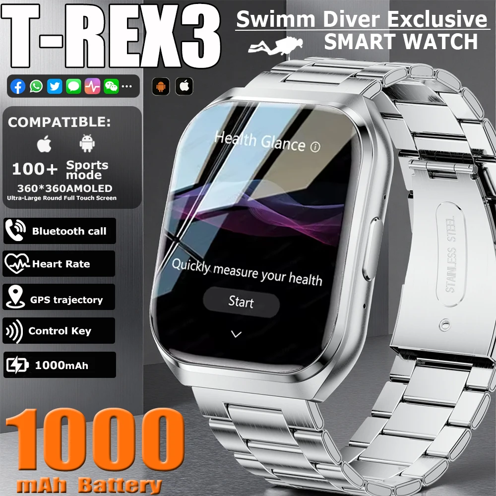 

New Smart Watch Man 1000mAh Long Standby Outdoor Smartwatch Men IP68 Waterproof Heart Rate Sport BT Call Big Battery Smart watch