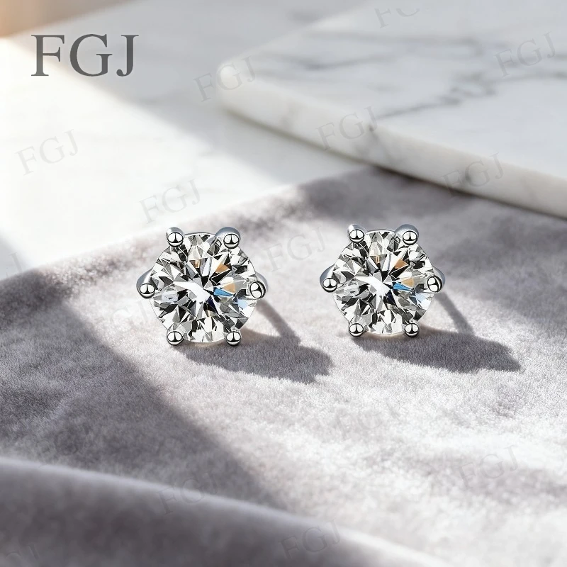 

Серьги-гвоздики из стерлингового серебра 925 пробы с муассанитом D цвета 0,5 карата/1 карата, овальные/круглые/изумрудные/измельченные ледяные огранки, сияющие ювелирные украшения для женщин