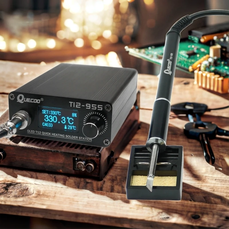 

Pro Digital Soldering Iron Station Kit: STM32 T12-955 Welder Tool, Fast Heating 120W & Anti-Oxidation Tips (No Plug) for Repair