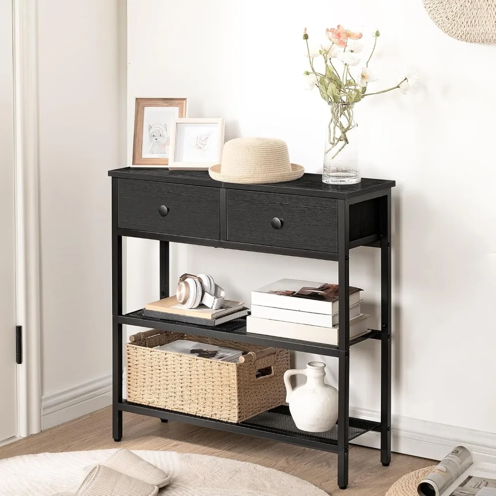 

29.5" Narrow Console Table with 2 Fabric Drawers, for Living Room, Hallway, Consoles Tables