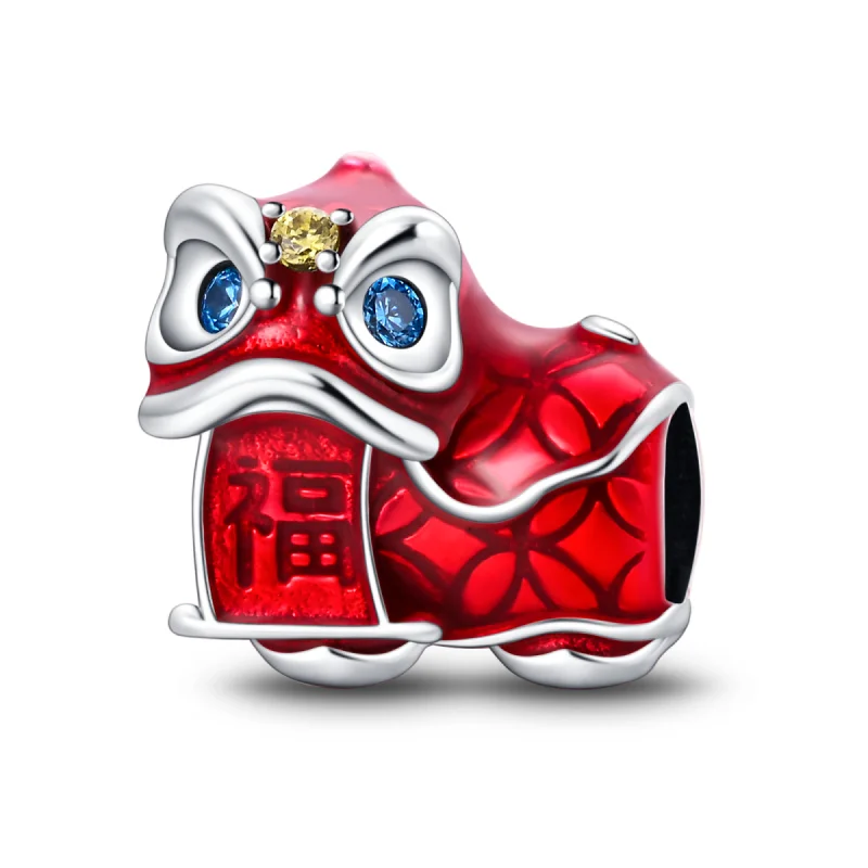 

925 Sterling Silver Fine New Year Lion Dance Charms Beads Suitable for 3mm Bracelet DIY Fashion Jewelry Birthday Gift Making