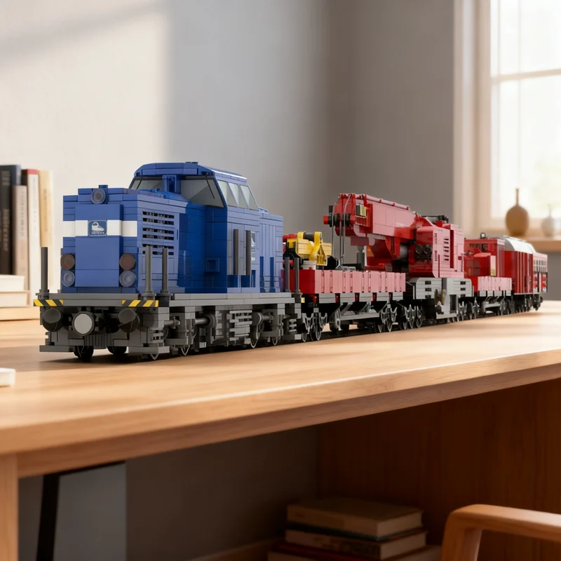 4082pcs MOC Train Emergency Crane Multi Tasker 1200 BR733 Model Christmas Gift DIY Creative Set Shelf Display