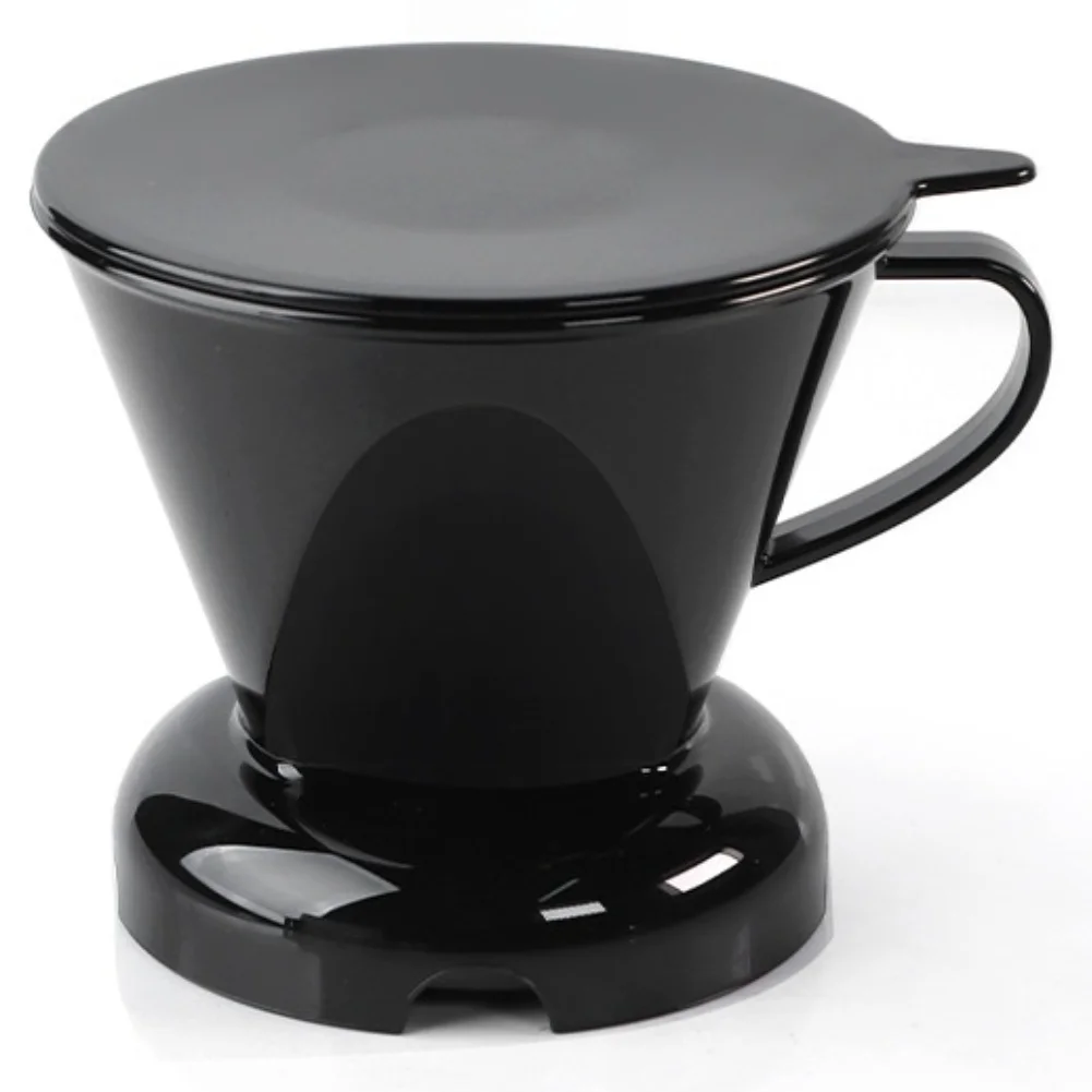 Coffee Dripper Designed for V60 Style Conical Filters With Lid That Functions as Cover While Brewing and Drip Tray After Brewing