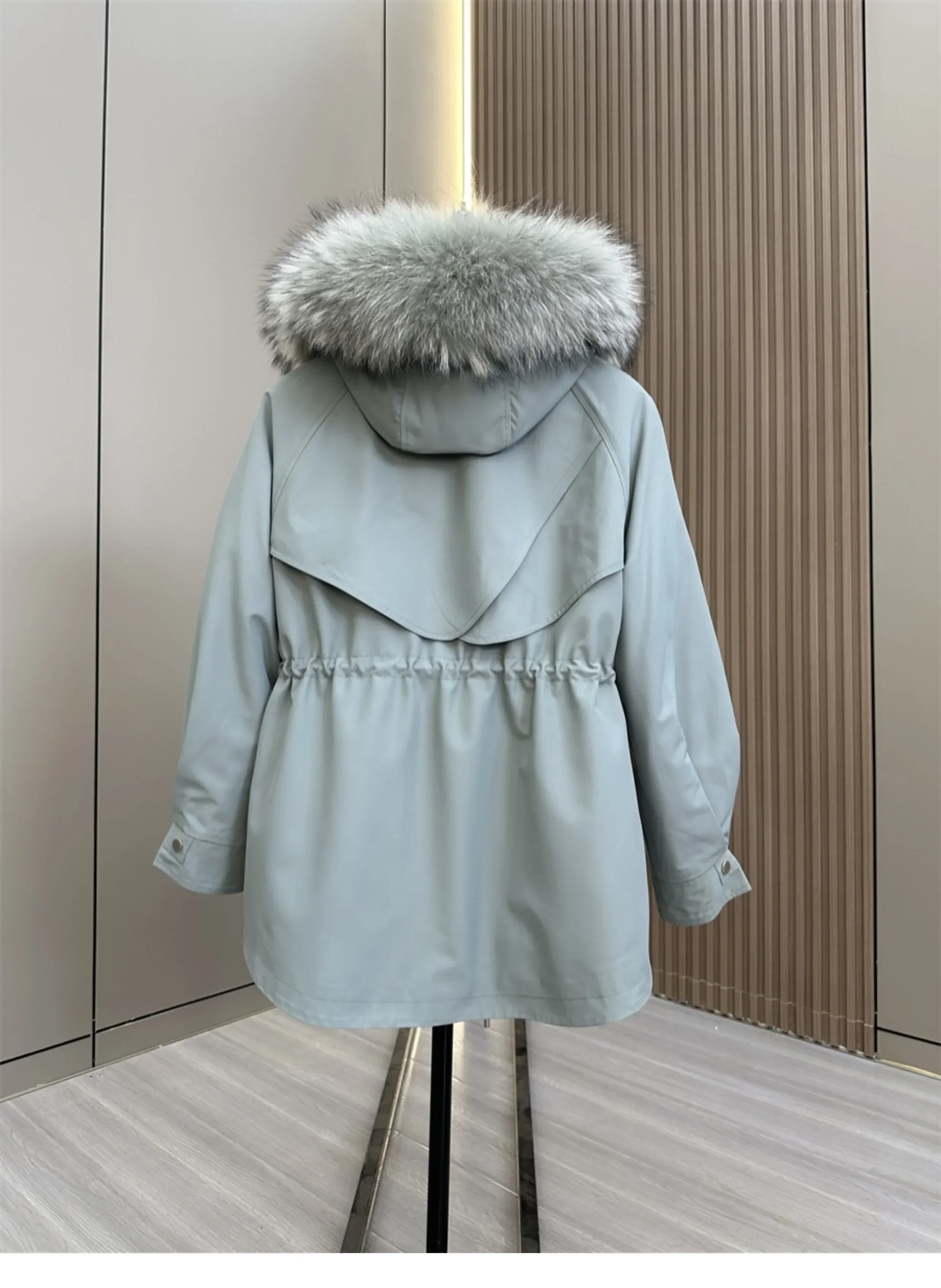 2023 Winter New Mid-Length Large Wool Plush Coat Women Thickened Warm Snow Wear Detachable Rex Rabbit Fur Liner Real Furry Coats