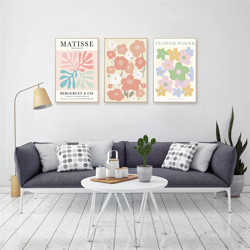 Cute Flower Market Canvas Anime Poster Kawaii Pink Red Daisy Wall Painting for Girl Bedroom Living Room Decor Aesthetic