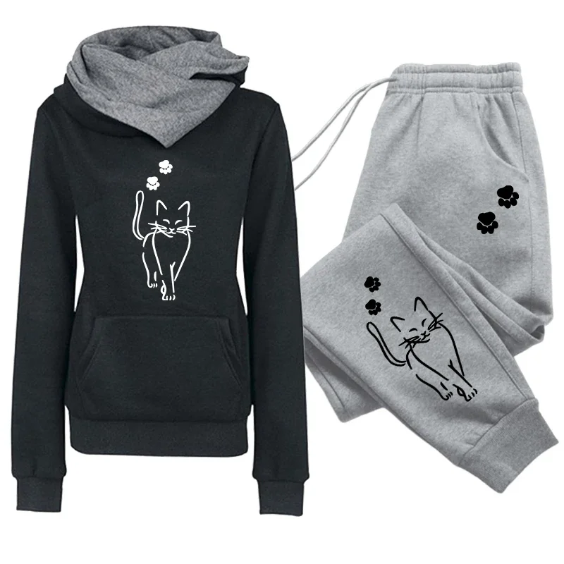 Fashion Women's Tracksuit Print Casual Hoodie Sweatshirts Outdoors Sports Jogging Clothing New Autumn Winter Quality Sportswear