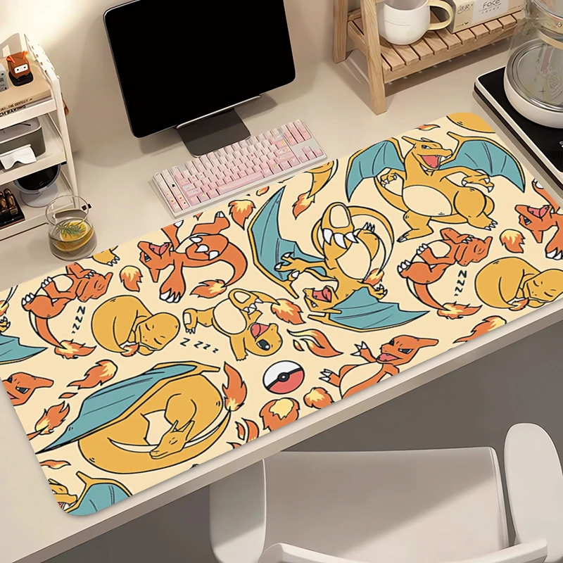 Anime Mouse Pad 90x40cm Pokemon Charizard Gamer Computer HD Print Desk mat Keyboard Gaming Accessories Lock Edge Mousepad Carpet