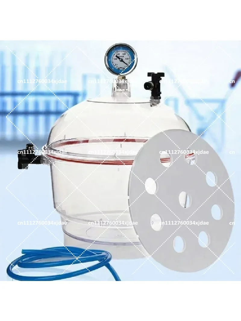 Lab Vacuum Desiccator 250mm Polycarbonate Plastic Jar with Pressure Gauge Vacuum Drying Double Ball Valve