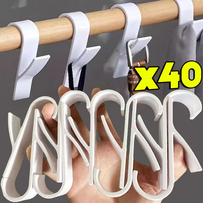 1/40PCS Bathroom Hanger Clips Heated Towel Radiator Rail Hook Holder Multi-Purpose Drying Rack Hook Towel Clothes Storage Racks
