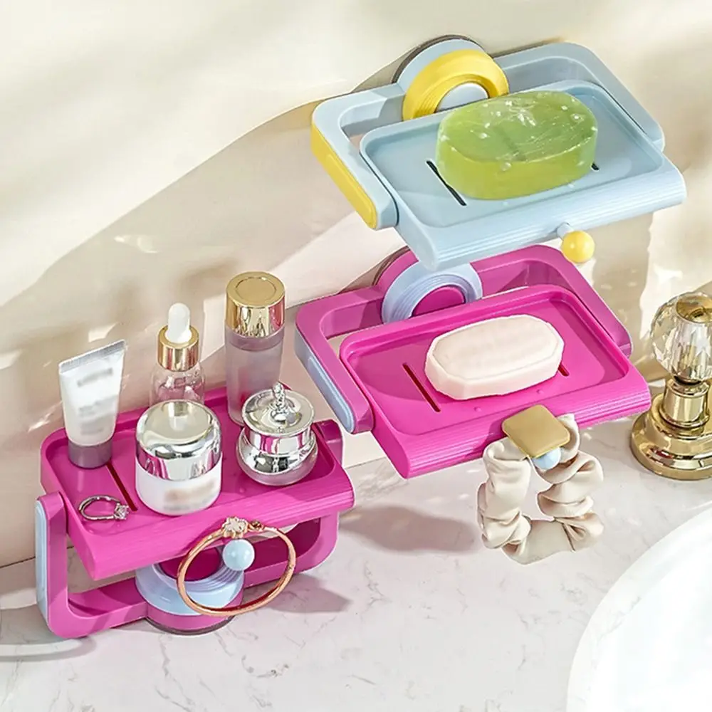 

Creative Rotating Soap Box Self-Draining Wall Mounted Bathroom Soap Container Punch Free Detachable Water Draining Soap Dish