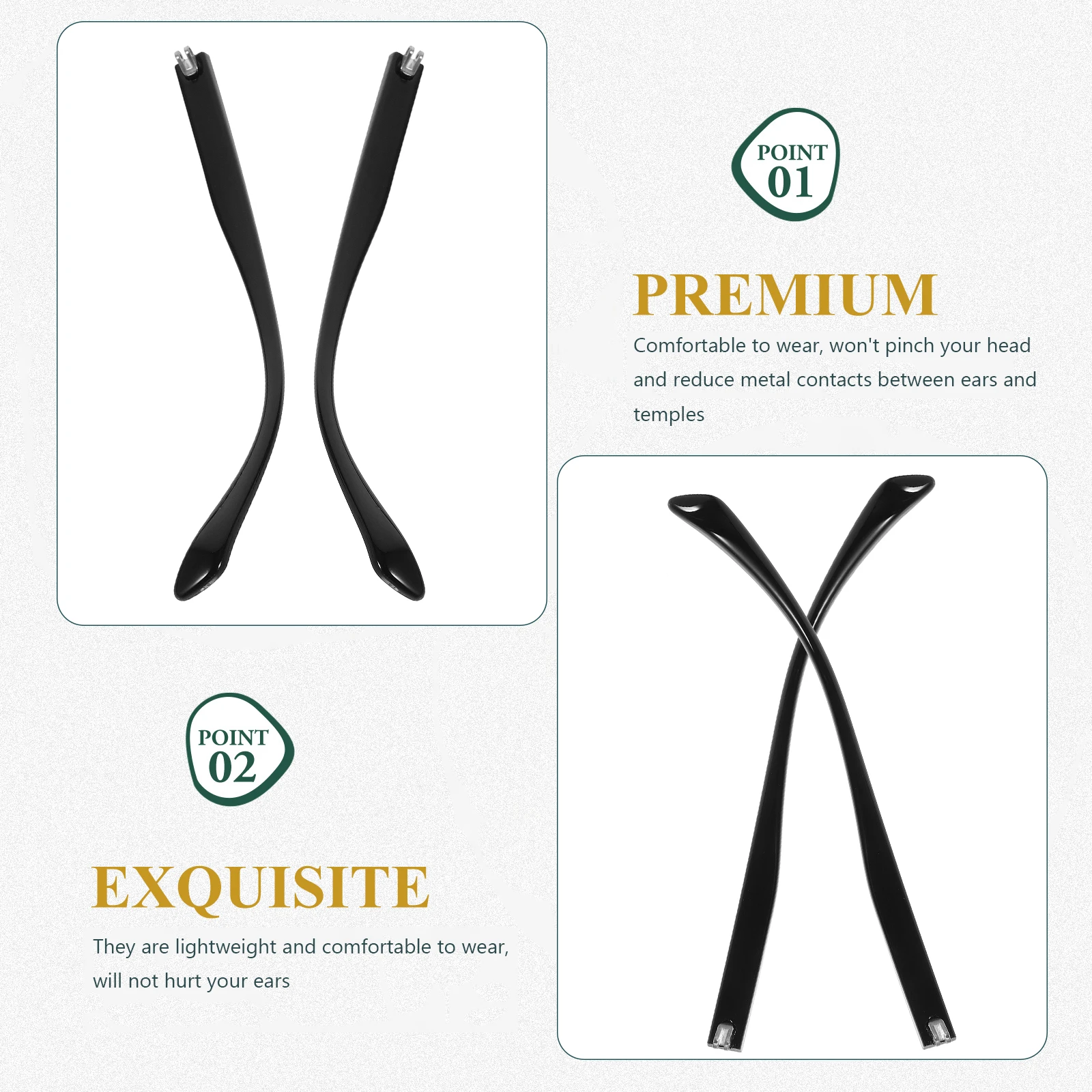 

1 Pair Metal Eyeglasses Temple Replacement Nonslip Lightweight Universal Fit For Sunglasses Reading Glasses Myopia Frames