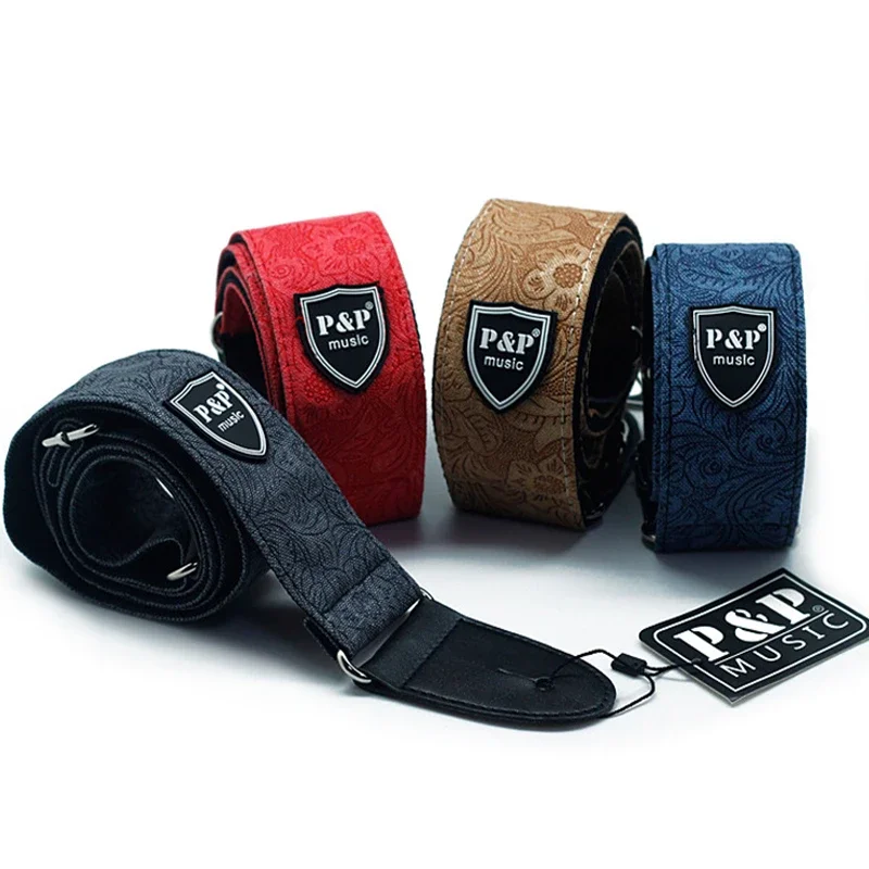2024 Hot fashion 1pcs Adjustable Guitar Strap Widening Thickening Electric Guitar Bass Belts PU leather