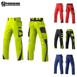 Multi Pockets Men Cargo Pants Hi Vis Reflective Stripe Warning Safety Trousers Workshop Wear-Resistant Workwear Pantalon Male