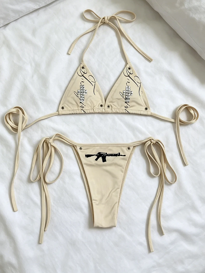 

Summer Fashion Aesthetics Slim Classic Beach Split-body Ladies Bikini Y2K Streetwear Harajuku Gothic Sexy Hot Girl Strap Bikinis