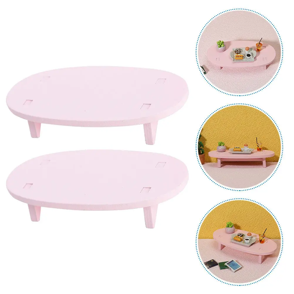 

2Pcs Mini Wooden Round Table Furniture Small Size Accessories for Dollhouse Use Miniature Wood Table Set House Accessories