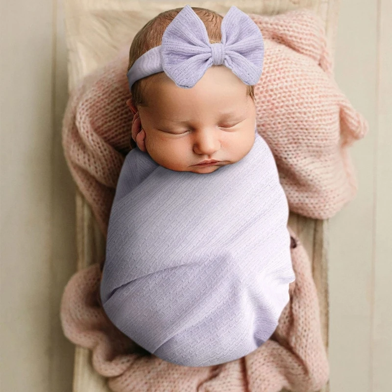 Newborns Shower Gift Photo Posing Backdrop Headband Wrap Blanket Baby Accessory