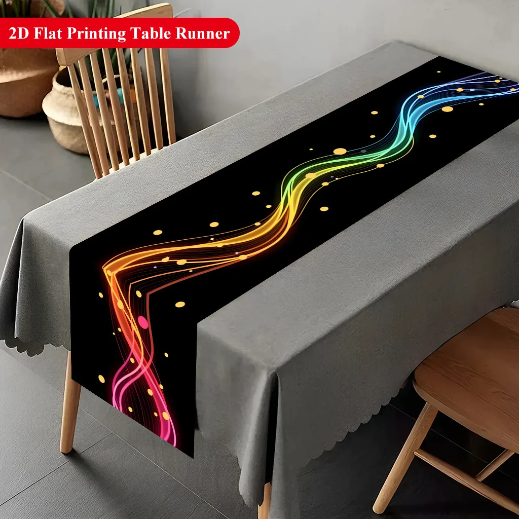 1pc Colorful Lights And Spots Table Runner Holiday Party Decorative Cloth for Home Kitchen Dining Office Living Room Table