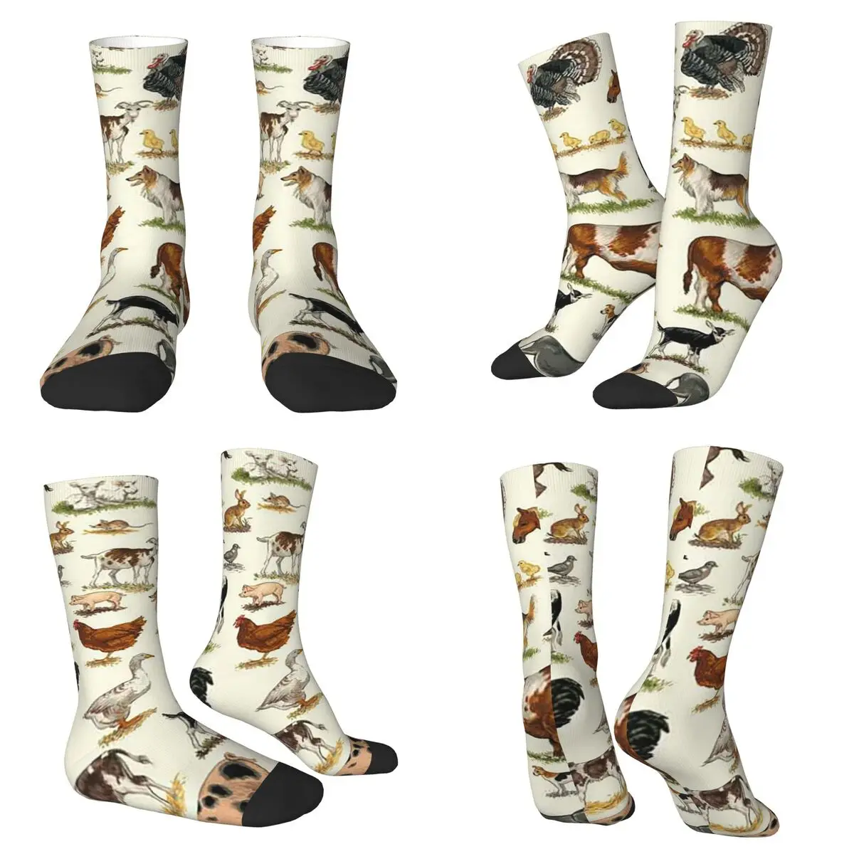 Country Farm Animals Farmhouse Village Pet Socks Harajuku Super Soft Stockings All Season Long Socks for Unisex