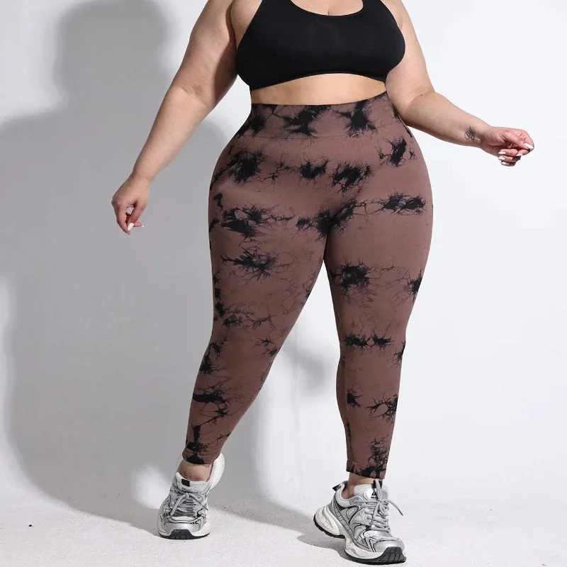 Plus Size Women Yoga Pants Seamless High Waist Sports Leggings 4XL Tie Dye Gym Workout Tights Leggings Sport Women Fitness Pants