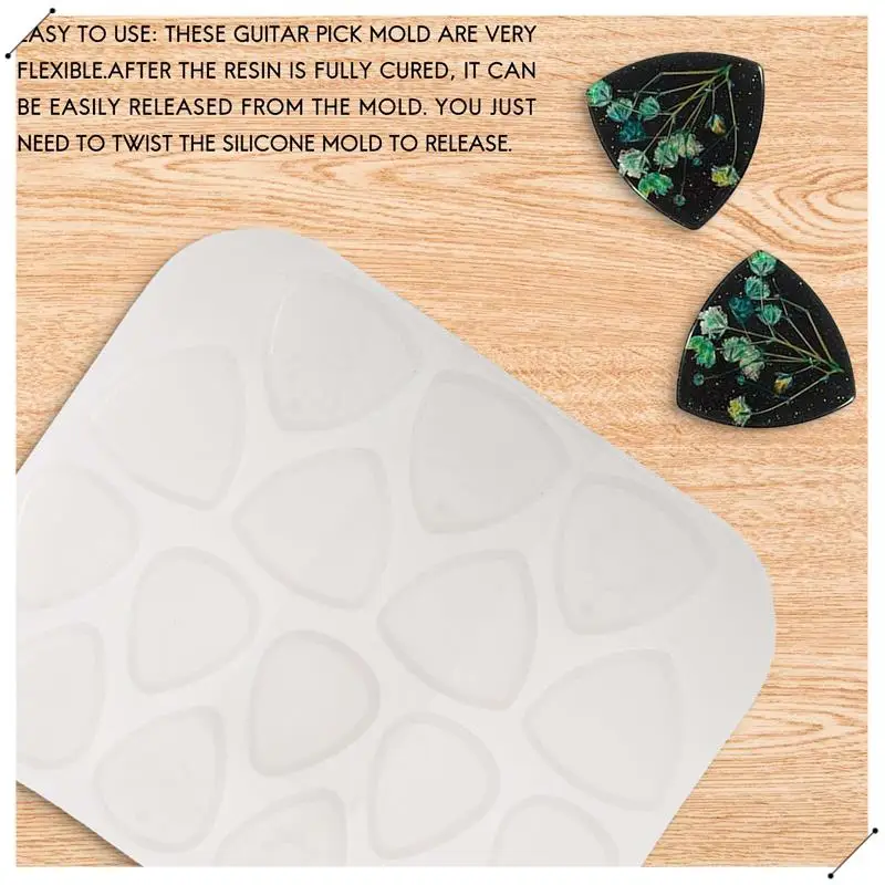Guitar Pick Mould,Exquisite Resin Mold For Guitar Pick Triangle Plectrum Silicone Casting Keychain For Music Lovers