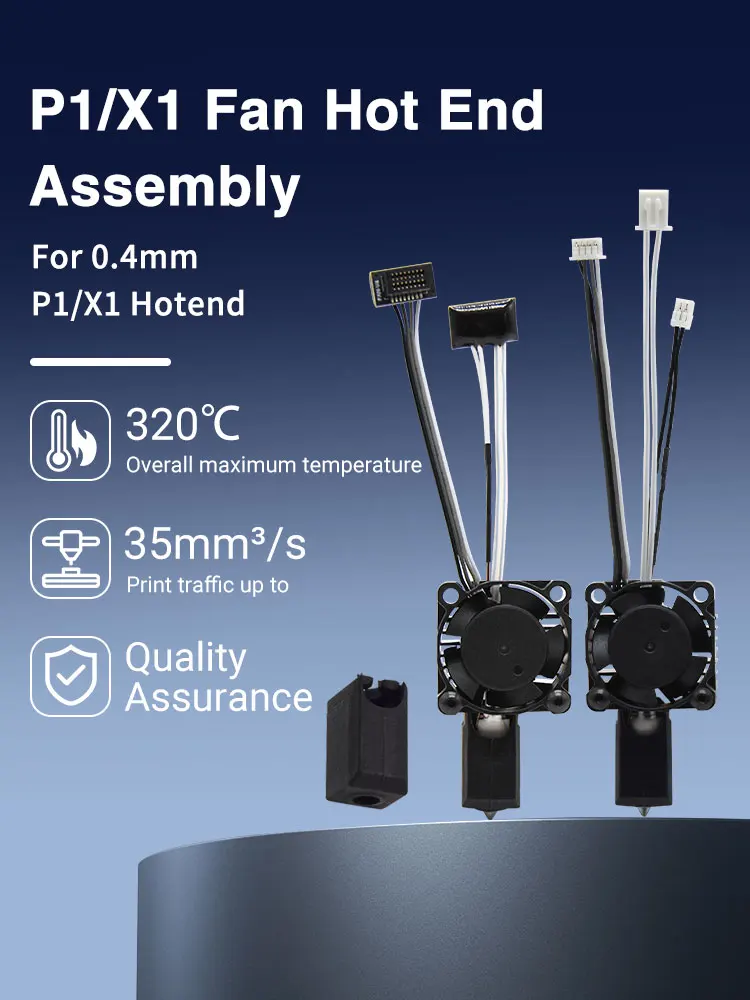 Bamb Lab X1 X1C P1P P1S Hotend met koelventilator, hardstalen nozzles, Bamboo Combo thermistor, complete hotend upgrade, hotend. - afbeelding 2