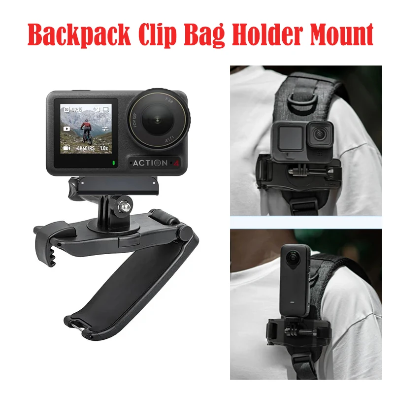 For GOPRO 13 DJI Action 4 Backpack Clip Bag Holder Mount For Insta360 Ace Pro Go3 X3 GOPRO 12 11 Action Camera Vlog Accessories