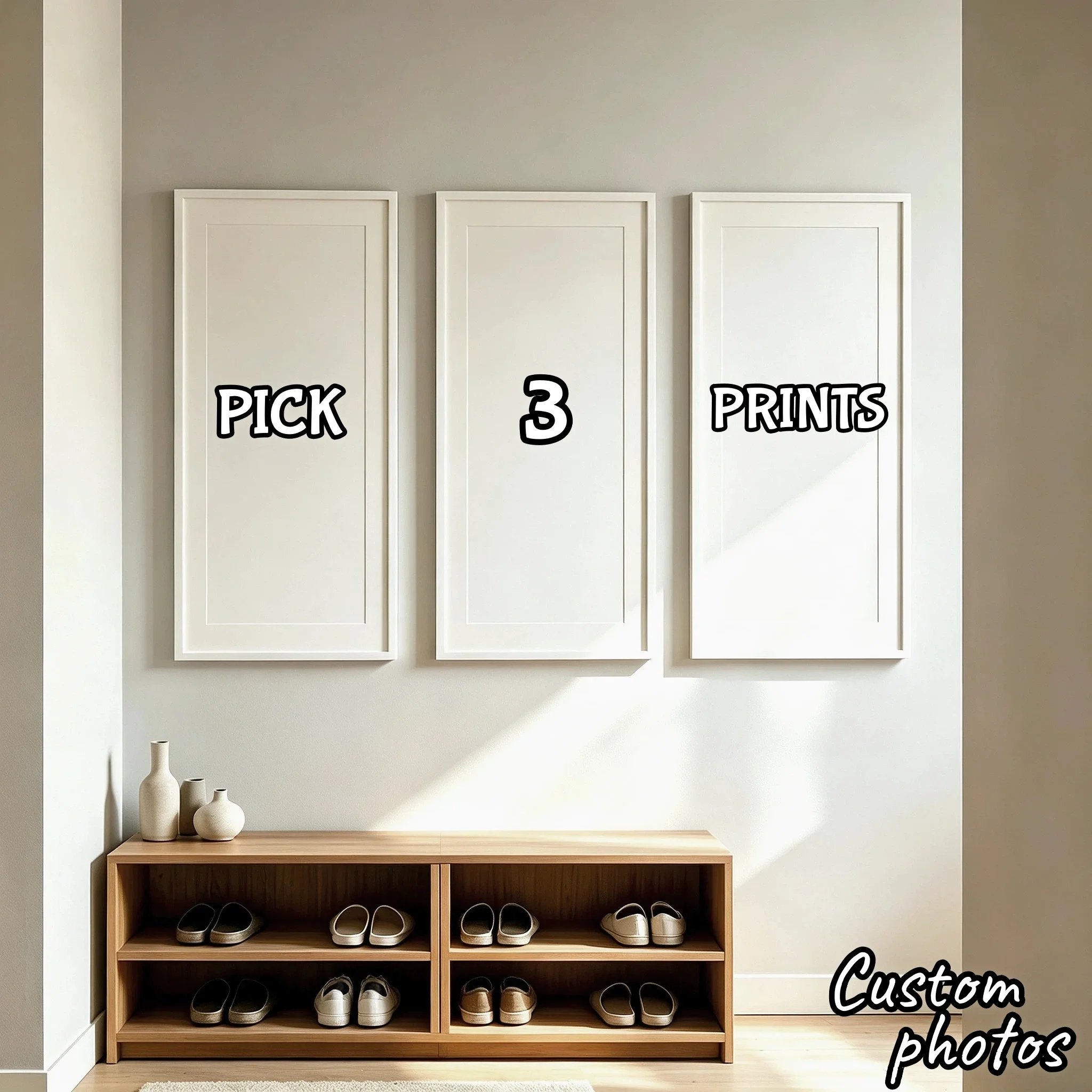 3pcs Large Vertically Personalized Photo Poster Custom Canvas Printing for Family Life Pets Scenery Anime Comics Star Home Decor