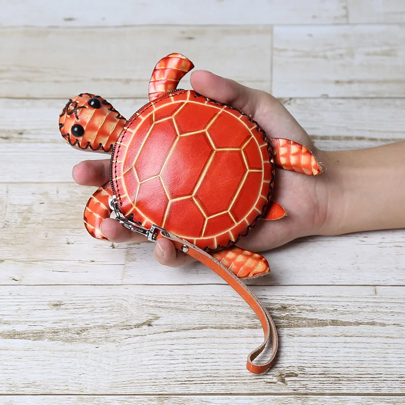 

Genuine Leather Creative Turtle Coin Purse Cute Cartoon Student Children's Mini Cowhide Handmade Animal Short Wallet