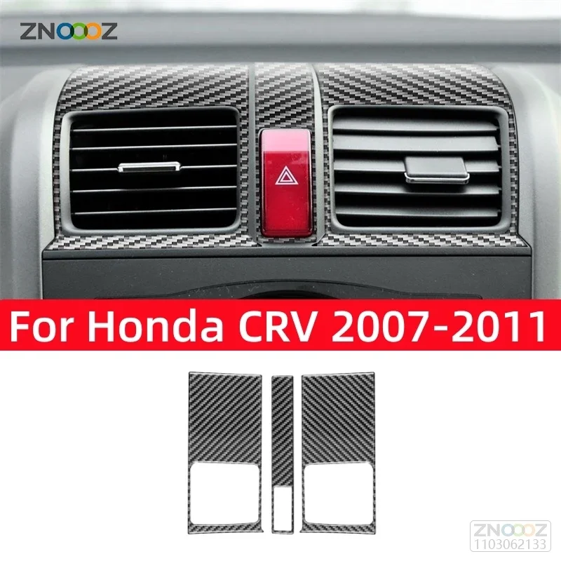 

Аксессуары для Honda CRV 2007 2008 2009 2010 2011, центральное управление из углеродного волокна для автомобиля, кондиционера, вентиляционного отверстия, рамы, крышка, отделка