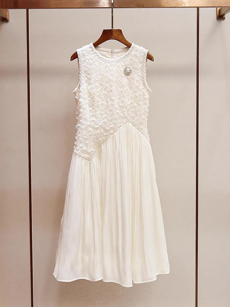 High End Women's Summer New Style French Style Small Fragrance Heavy Industry Sequin Sleeveless Vest Dress