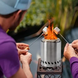 Outdoor Fire Pit Smokeless Portable Camping Fire Pit with Travel Bag Fueled by Wood or Pellets Stainless Steel