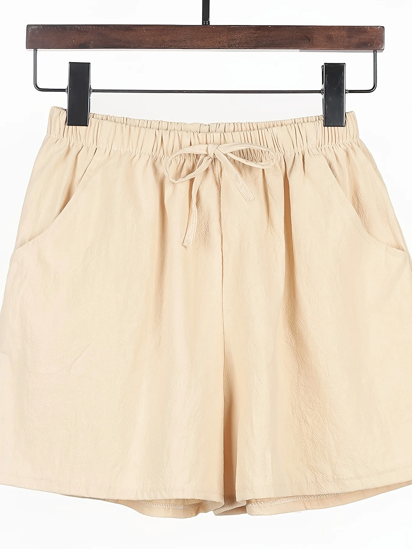 2pcs 2026 Summer Women's High Waist Linen Shorts, Casual Loose Drawstring Wide Leg Shorts with Pockets, Multifunctional Beach, H