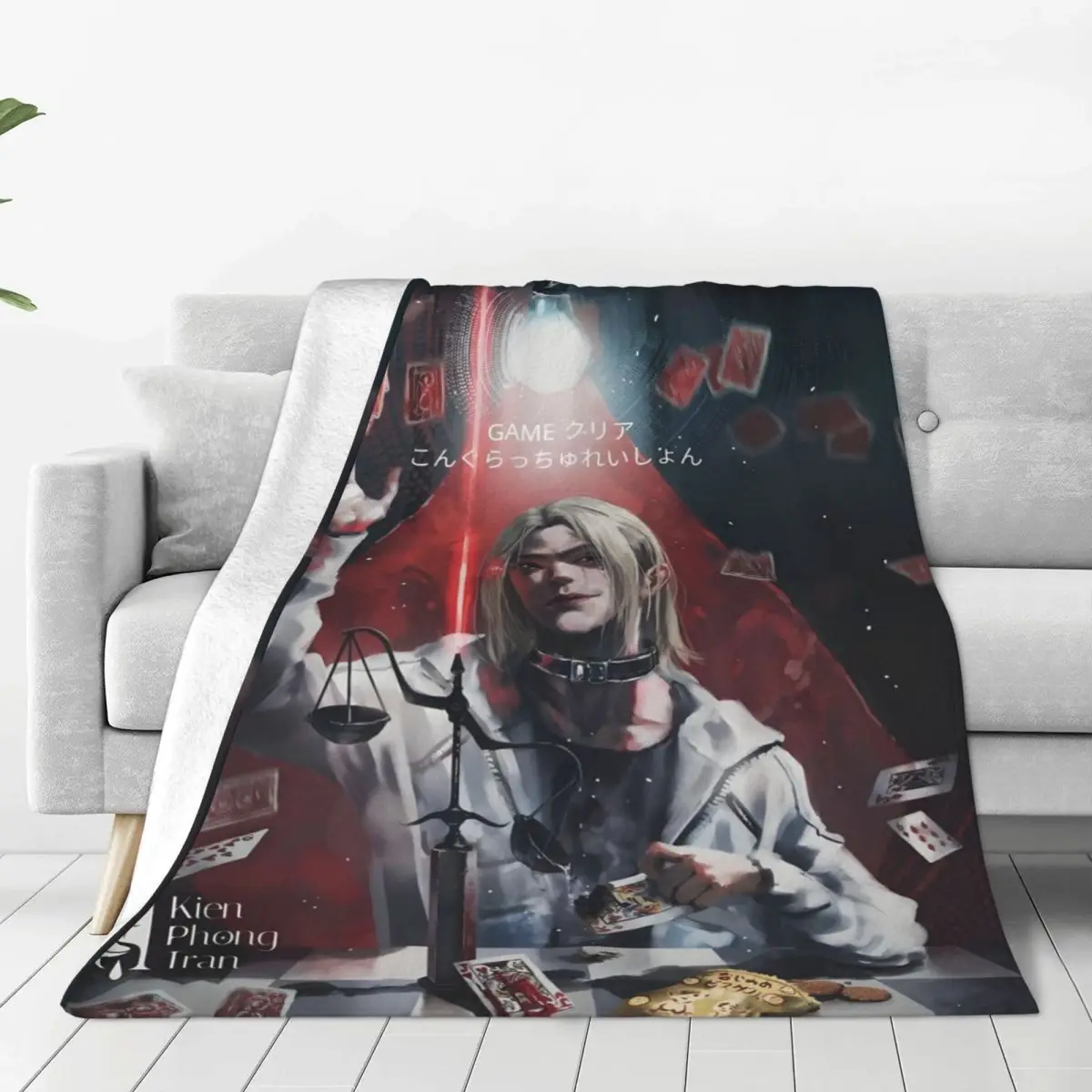 Custom Alice Cartoon In Borderlandes - Chishiya Blanket Warm Fleece Soft Flannel Throw Blankets for Bedroom Sofa Home Spring