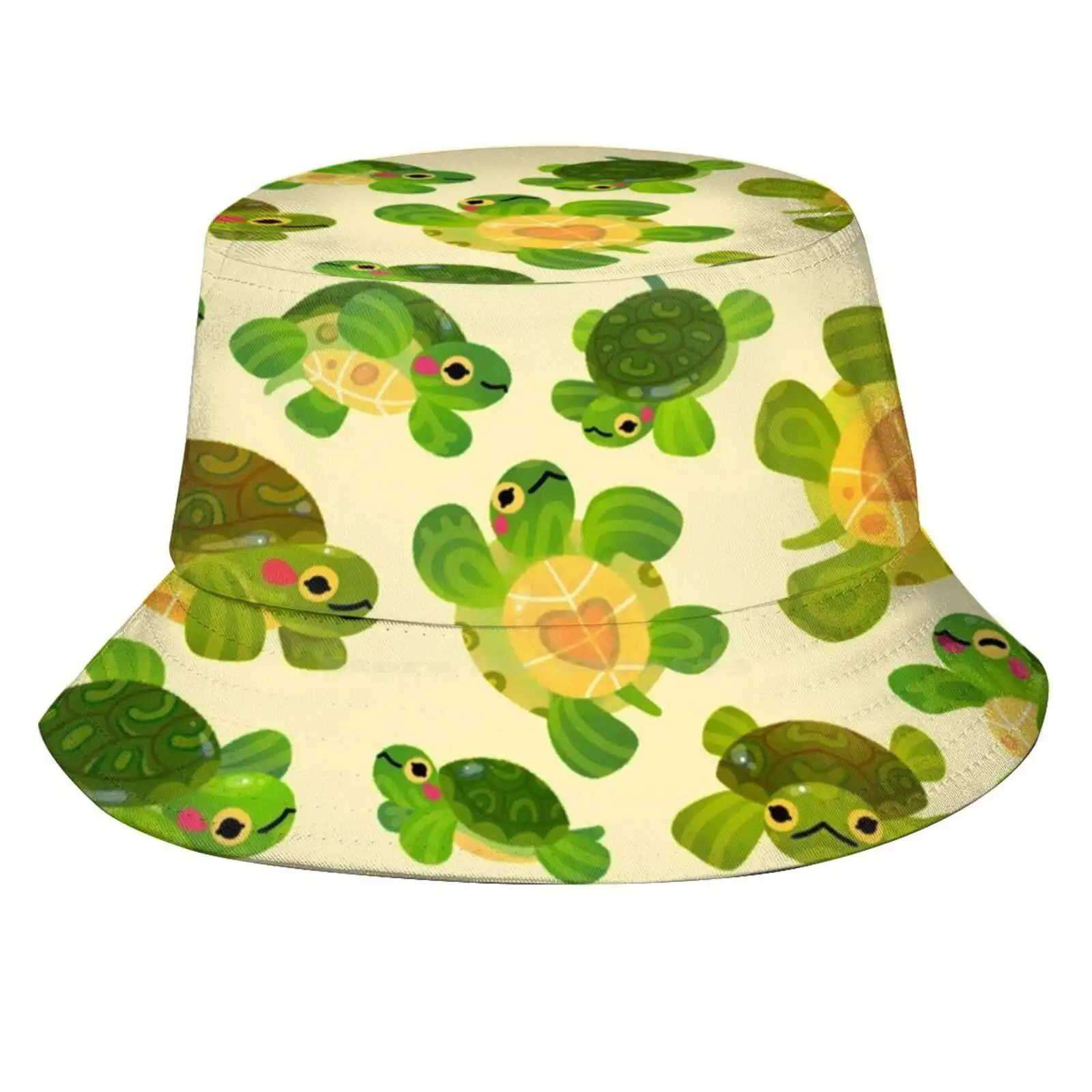 Red-Eared Slider - Pastel Sun Cap Fisherman Hat Bucket Hats Red Eared Slider Turtle Animal Reptile Cute Cheerful Positive Smile