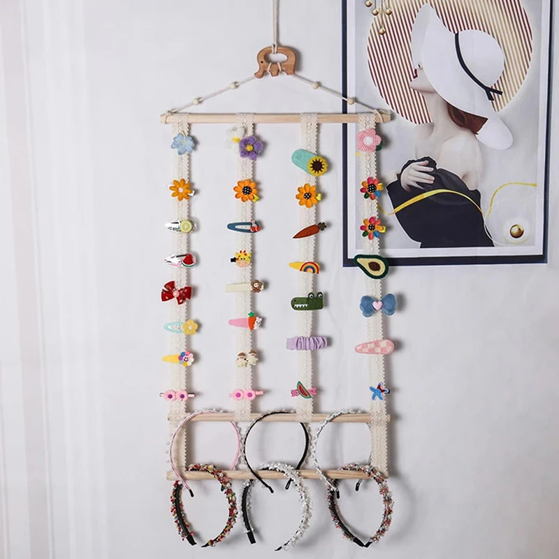 Wall Hair Clip Display Rack Hairpin Storage Girl Hair Accessories Headband Headdress Hairpin Wall Hanging Bathroom