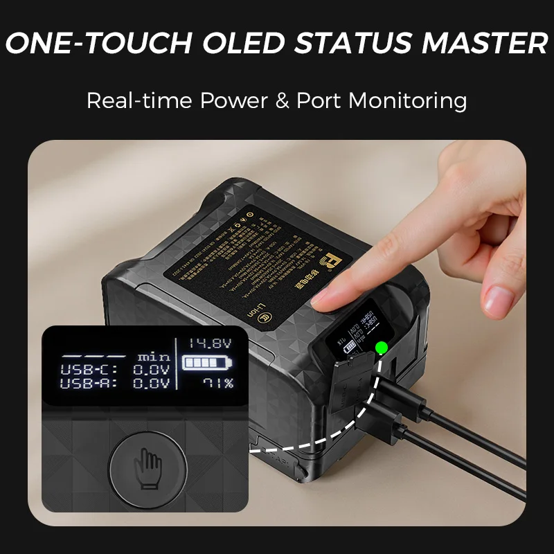 FB V-Mount Battery 14.8V for Sony Broadcast Cameras/Monitors/Camcorder/Digitais PD Fast Charging Portable V-Lock Power Bank